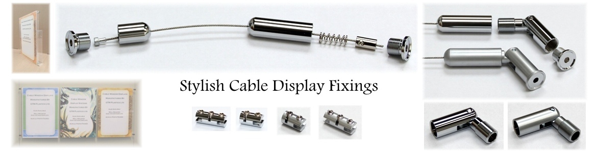 Cable display system metal fixings including cable kits - wall fixings & panel clamps