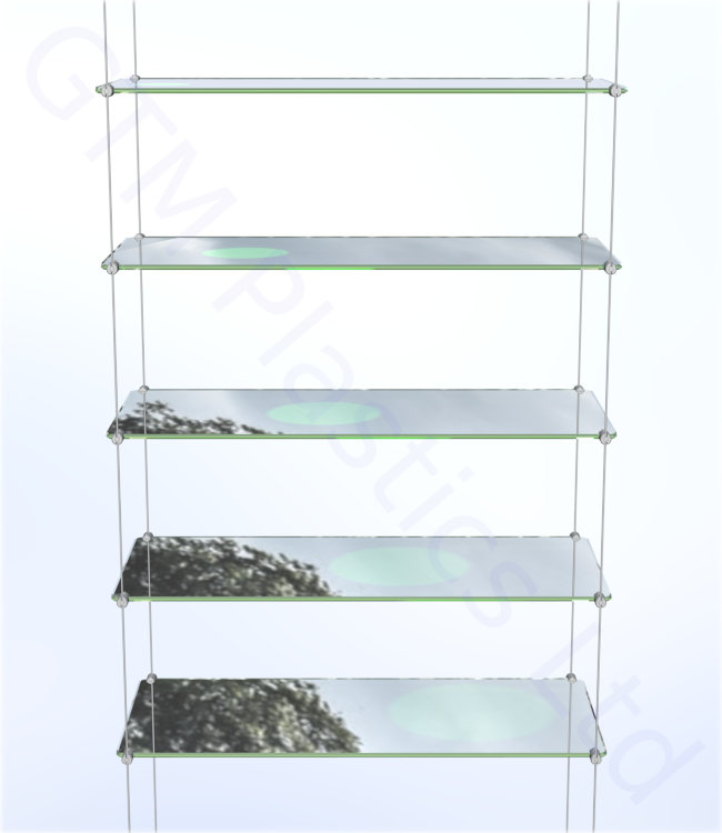 Cable display shelving - 5 Acrylic shelves