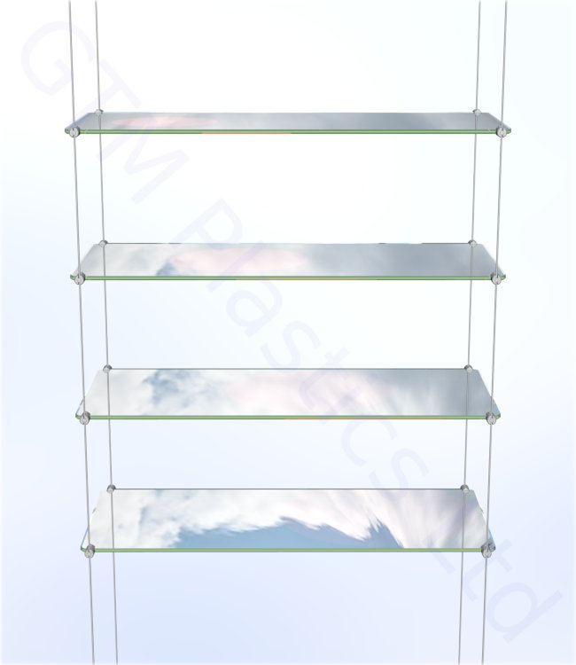 Cable display shelving - 4 Acrylic shelves