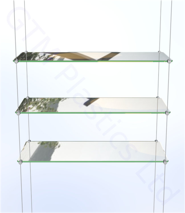 Cable display shelving - 3 Acrylic shelves