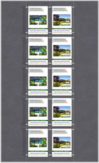 Hanging poster display kits - single width portrait pocket style - Layout: 2x5 assembled between cable wires